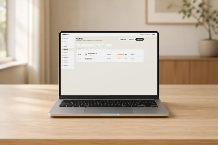 Product data in the portal on a laptop